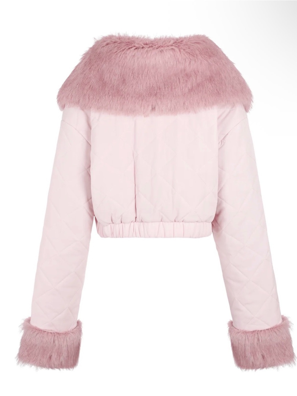 Selkie Baby Pink Cropped Jacket with Faux Fur Trim Size Large NWT - Picture 11 of 16